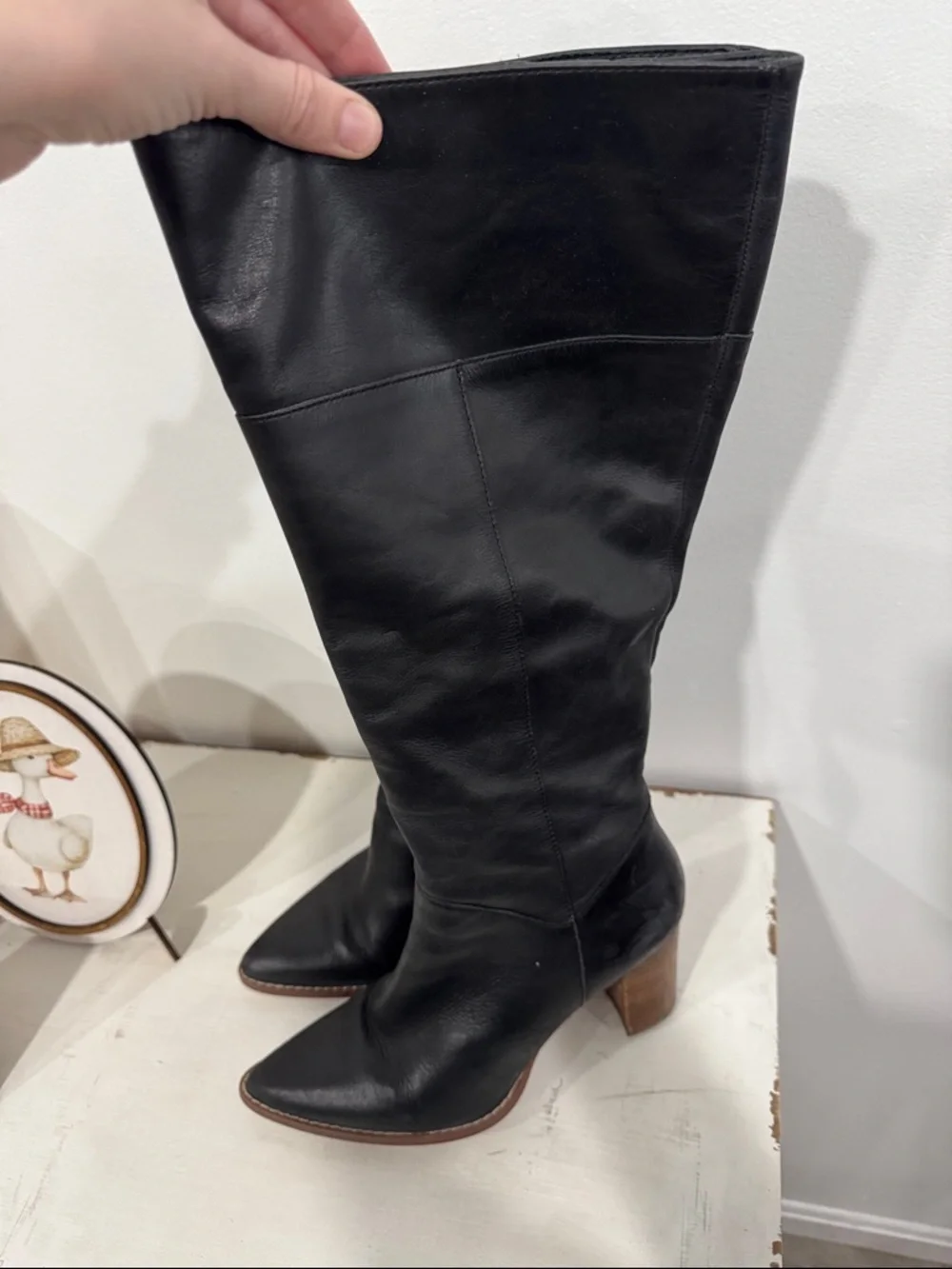 Crown Vintage Black Over-the-Knee Leather Boots